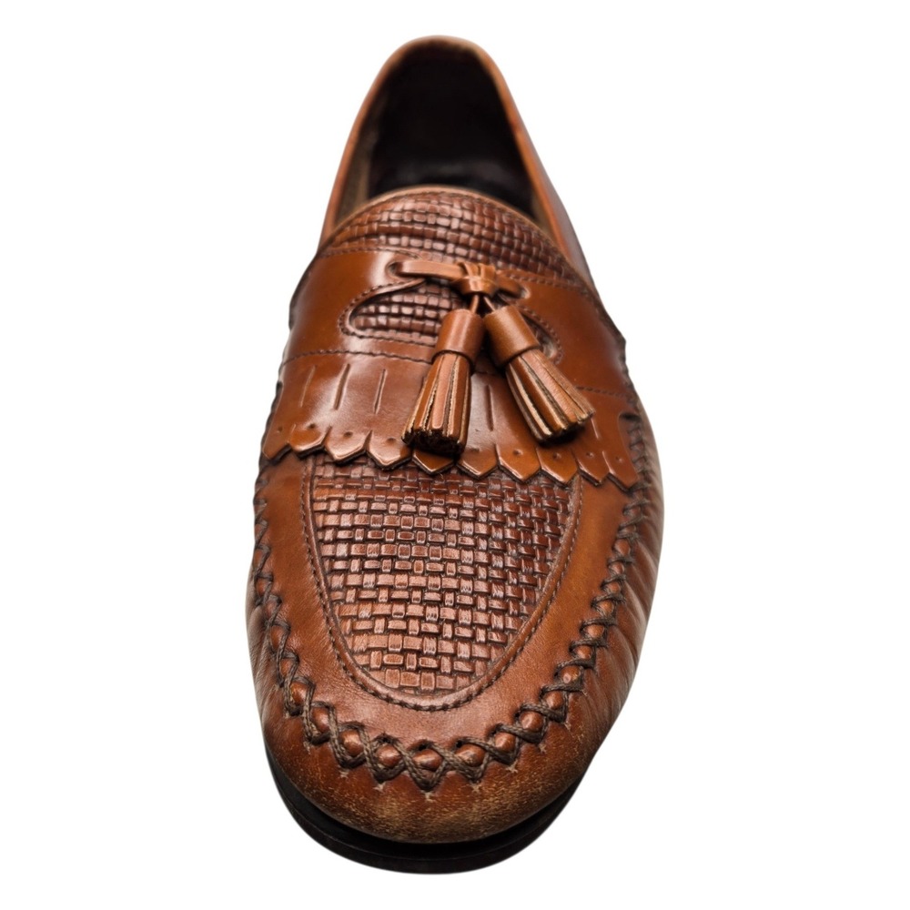 Hush Puppies Kiltie Tassel Loafers Mens 9.5M Brown Leather Woven Moc Shoes - Picture 8 of 16